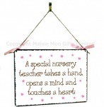 Special Nursery Teacher Hanging Vintage Style Design Plaque